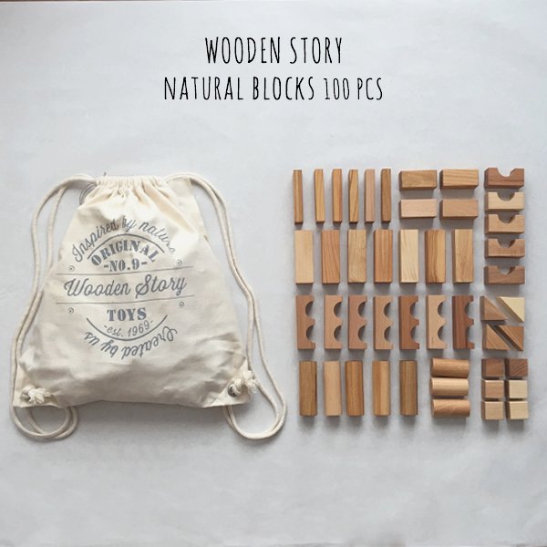 wooden storyのナチュラルブロック 積み木100個セットの通販