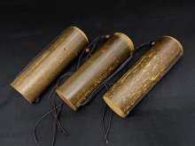 竹製 筒型フデ粉入れ 紫竹