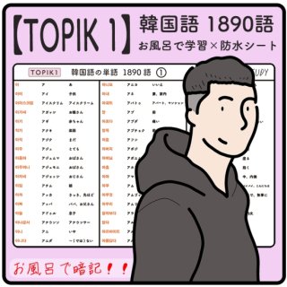 【TOPIK 1】韓国語能力試験  韓国語  1890個  防水学習シート  x18枚  :  合格を目指す教材