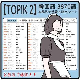 【TOPIK 2】韓国語能力試験  韓国語  3870個  防水学習シート  x36枚  :  高得点を目指すお風呂場勉強教材