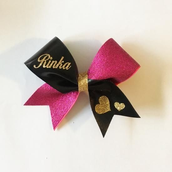 子籠様チアリボンキーホルダー/黒ピンクハート（7個：12月15日