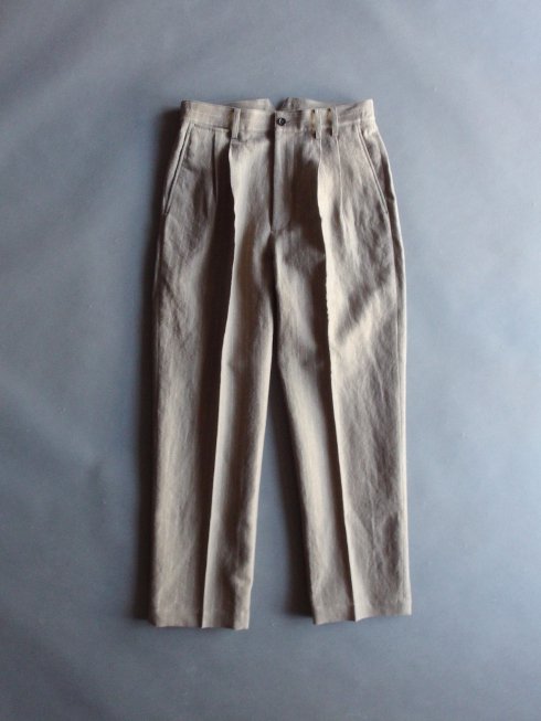 tilt The authentics(チルトザオーセンティックス) / Washed W/Li Stripe 2 Pleats Work  Trousers / トープストライプ - セレクトショップRAZEの公式通販サイト