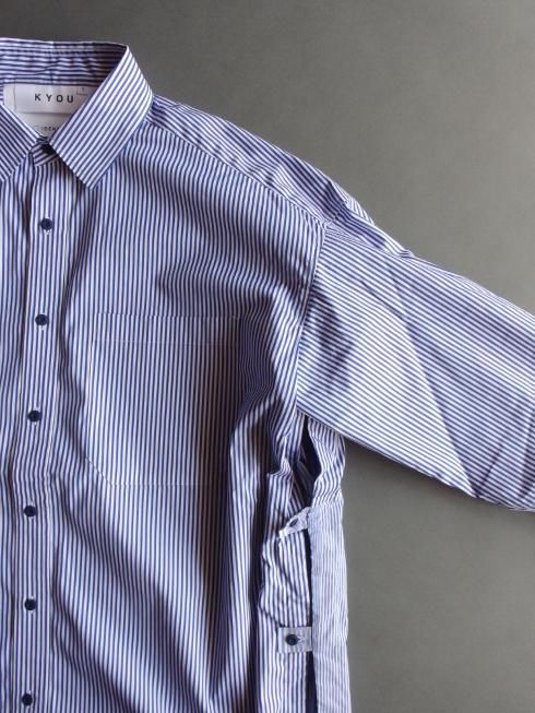 YONFA double button over shirt ブルーストライプ YONFA double button over shirt ブルーストライプ