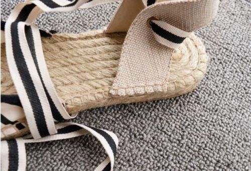 大特価】4色展開 レースアップ 編み上げ エスパドリーユ