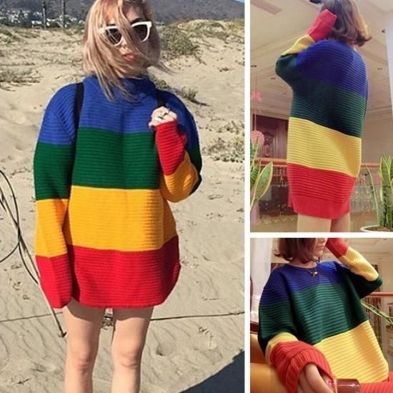 美品✨babaco ババコ ボーダーニット マルチカラー ストライプトップス長袖 美品✨babaco ババコ ボーダーニット マルチカラー ストライプ