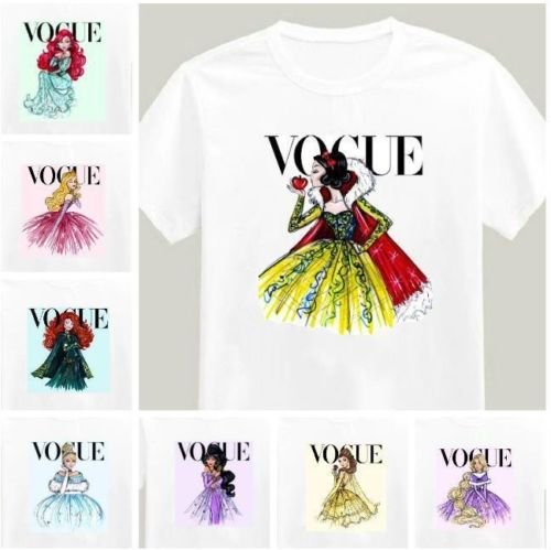 大特価 10デザイン ホワイト Vogue ディズニープリンセス 半袖 Tシャツ 通販