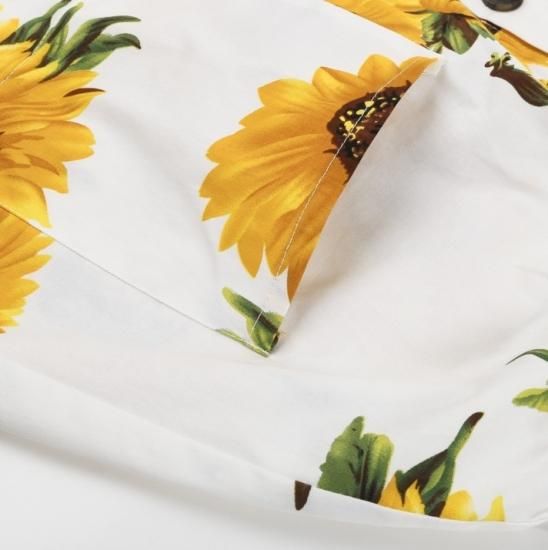 【新品未使用】ひまわり　sunflowerワンピース　pearl white 大特価】ホワイト サンフラワー ひまわり フロントボタン