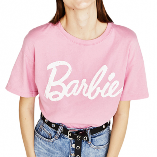 【大特価】ピンク barbie バービー フロントロゴ Tシャツ 半袖 トップス カットソー 通販