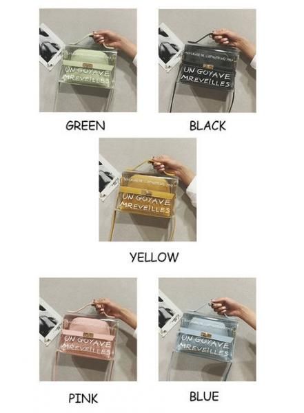 大特価】5色展開 PVC クリアバッグ 筆記体 ロゴデザイン