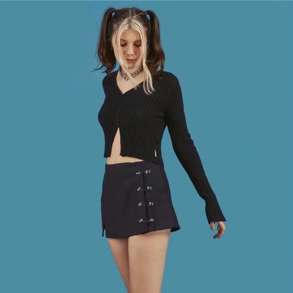ピースナウ 黒 ミニスカート 安全ピン付き
