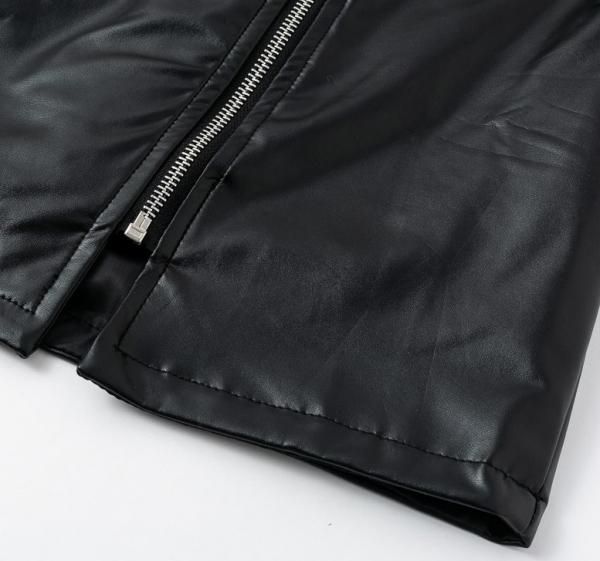 大特価】ブラック フェイクレザー 合皮 ライダースデザイン 大特価】ブラック フェイクレザー 合皮 ライダースデザイン
