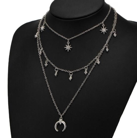 [トロント発] ムーン & スター レイヤード ネックレス Amazon.co.jp: ネックレス シルバー スター ムーン レイヤード
