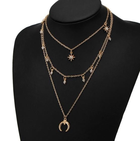 [トロント発] ムーン & スター レイヤード ネックレス 2024 Autumn/Winter Limited】Pt950/850 ダイヤモンド