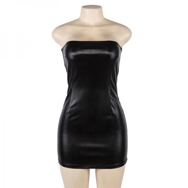 大特価】ブラック フェイクレザー 合皮 チューブトップ ベア