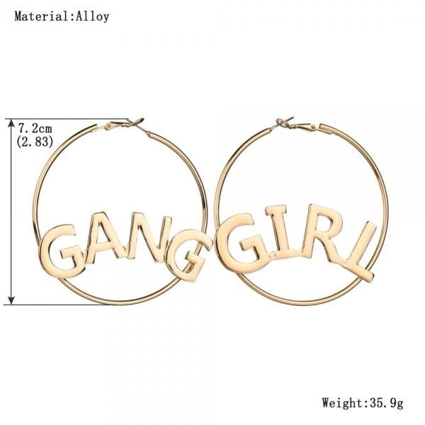 大特価】ゴールド GIRL GANG ロゴデザイン フープピアス ビッグ