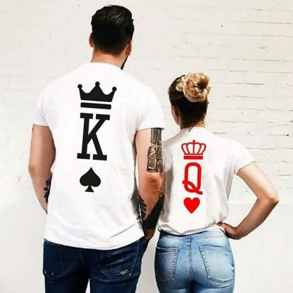 大特価 ホワイト カップル おそろコーデ バックプリント トランプ柄 King Queen クルーネック Tシャツ 半袖 トップス カットソー通販 大特価 ホワイト カップル おそろコーデ バックプリント トランプ柄 King Queen クルーネック Tシャツ 半袖 トップス カットソー通販