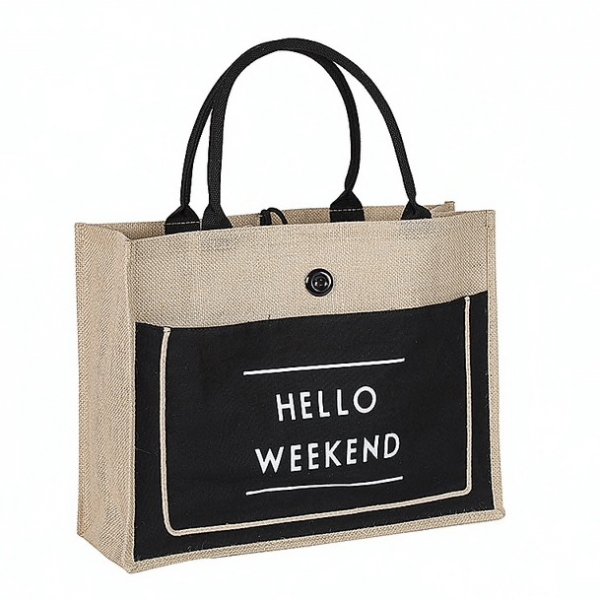 【大特価】2色展開 ブラック ホワイト 3サイズ HELLO WEEKEND ストローバッグ トートバッグ ショルダーバッグ エコバッグ 通販