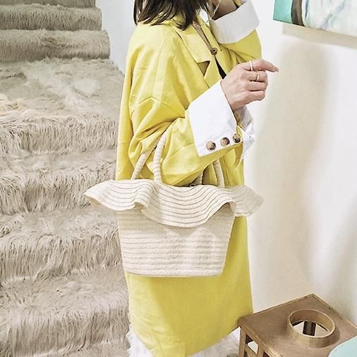 大人かわいいショルダー付き2WAYフリルバケツバッグ【molisty