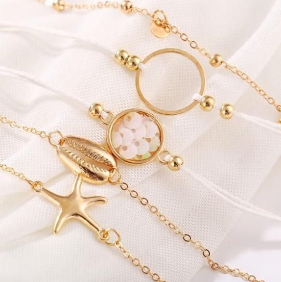 【Self-Portrait】ゴールドパールシェルチャームブレスレット Gold Pearl Shell Charm Bracelet – self-portrait-US