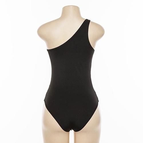 ⭐️新品未使用品⭐️ヴェトモン　ワンピース水着　ロゴ　ブラック　XS レースレディース Lace Ladies ワンショルダーフリル水着【返品