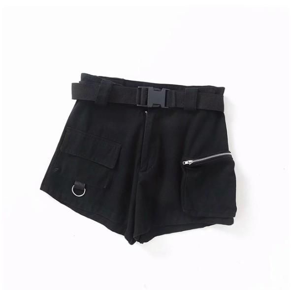 黒 ショートパンツ ジッパーポケット付き 【公式通販】