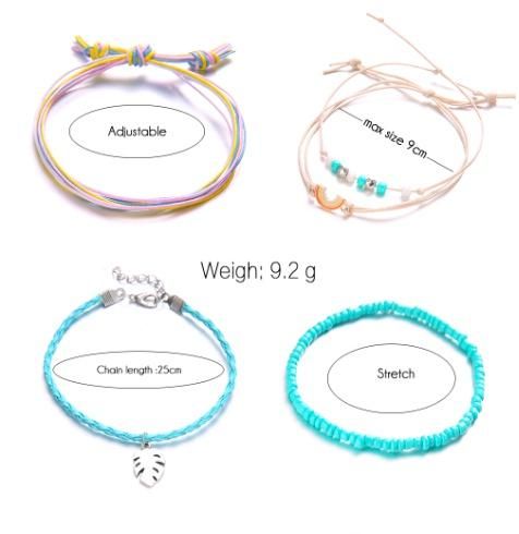 大特価】4本セット モンステラ リーフ ストリングブレスレット