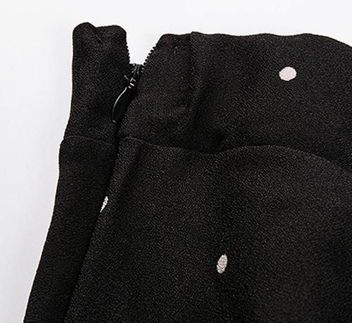 大特価】ブラック ドット柄 水玉柄 Aライン ロングスカート