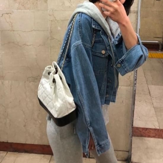 大特価】ライトブルーxグレー レイヤード 重ね着風 パーカー