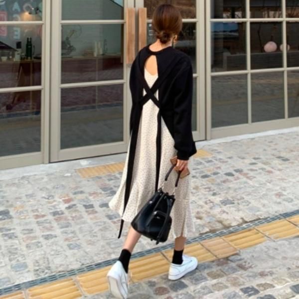 大特価】ブラック バックレス 背中開き クロスストラップ バック