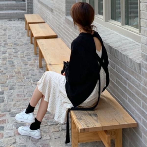 大特価】ブラック バックレス 背中開き クロスストラップ バック