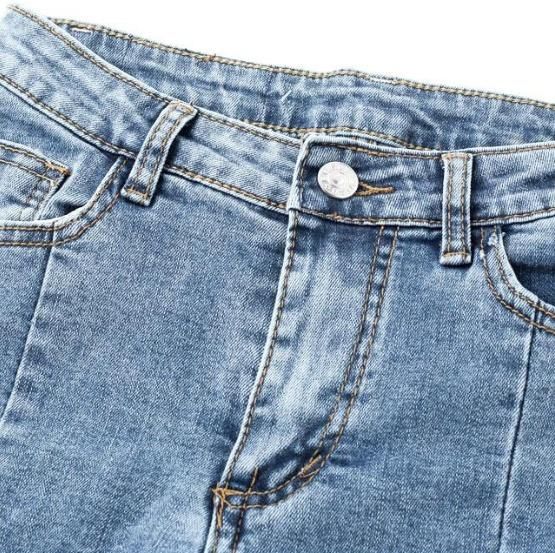 大特価】ライトブルー センタープレス デニムパンツ フレア