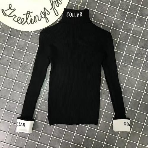 大特価】4色展開 ロゴ リブデザイン タートルネック ハイネック