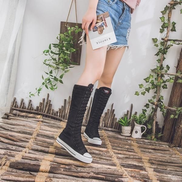 ピュアルセシン スカラップレース スエード ロングブーツ