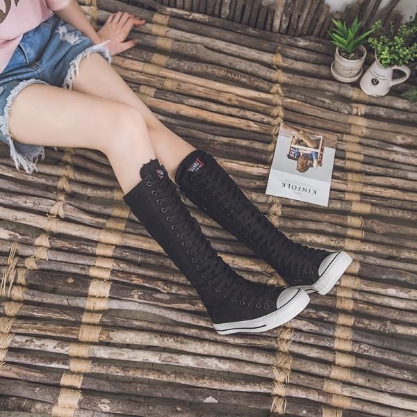 大特価】2色展開 レースアップ 編み上げ ロングスニーカー 大特価】2色展開 レースアップ 編み上げ ロングスニーカー