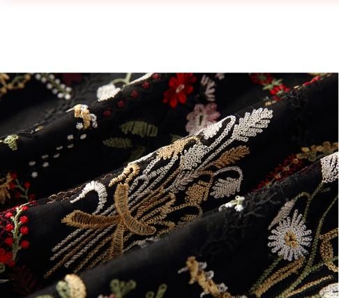 ブラック大理石、白花器、黒花器、アラべスカート4点セット FREAK'S STORE/インド 小花柄刺繍 ランダムティアードスカート