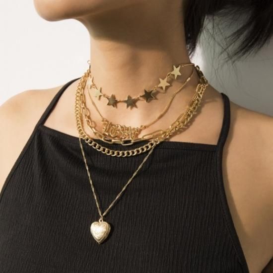 レア⭐︎HOLBA ゴールド 星型ペンダント ネックレス【チェーン約50センチ】 大特価】ゴールド スター 星 ハート ペンダント レイヤード