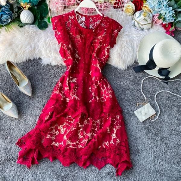 大特価】5色展開 クロシェレース 総レース シースルー 半袖