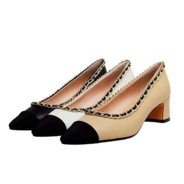 chloe スカラップエッジ ブロックヒールパンプス 60mm ポインテッドトゥチャンキーヒールパンプス | レディース