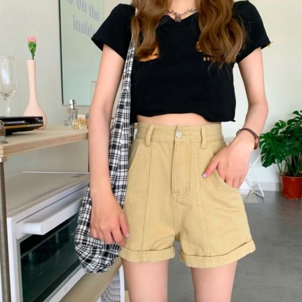 24SS【FENDI】デニム ショートパンツ ブルーペカン ハイウエスト 大特価】7色展開 パステルカラー カラフル センタープレス ハイ