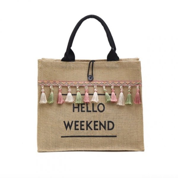 大特価】2色展開 ナチュラルベージュ HELLO WEEKEND タッセル フリンジ