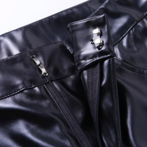 【クロネコ】フェイクレザーパンツ　ストール2点セット 選べる4size ／ 2color 】2WAY ドロストフェイクレザーワイド