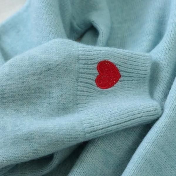 大特価】7色展開 ハート 刺繍デザイン ワッペン クルーネック