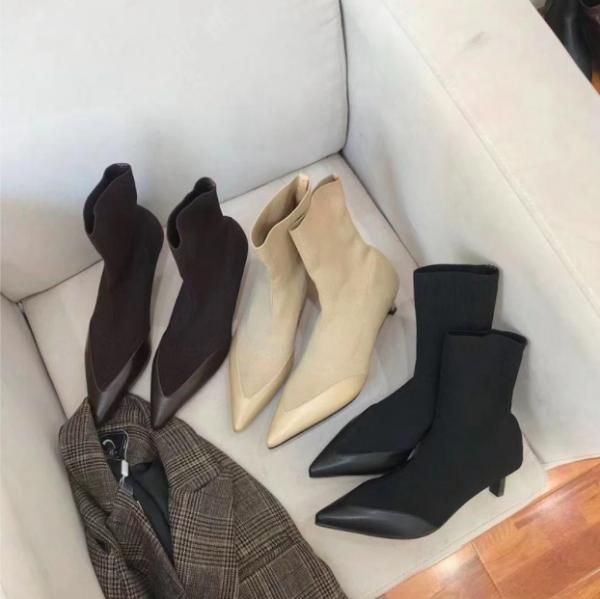 ♡フェイクレザー切り替えソックスブーツ♡ ブーツ フェイクレザーソックスブーツ レディース : ZOZOTOWN