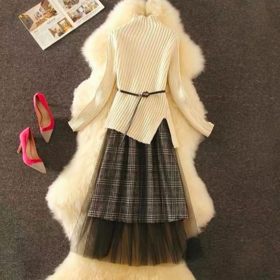 大特価】3色展開 グレンチェック柄 タートルネック ハイネック