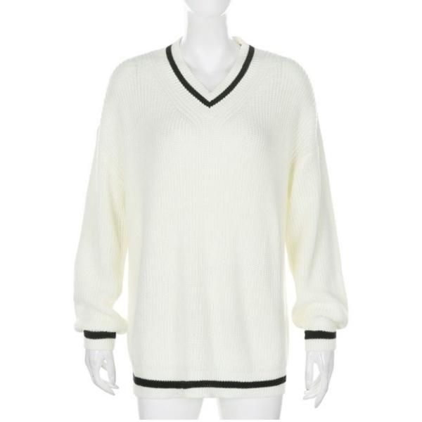 良品☆チノ チルデンニット Vネック プルオーバー カラーライン トラッド 白 BPF01_231_2312-49045_0201?$