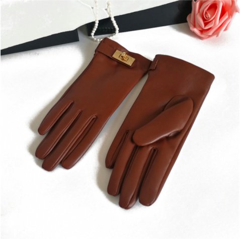 【大特価】2色展開 レザーグローブ 本革 手袋 ゴールドメタル バックル レザー手袋 革手袋 インポート 通販
