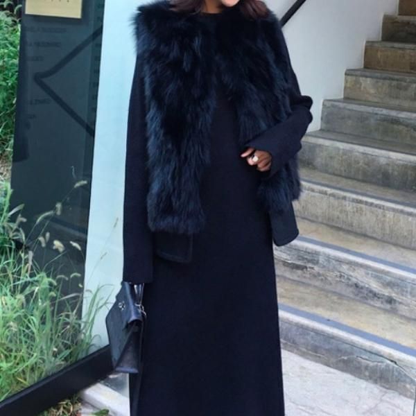 大特価】2色展開 フェイクファーベスト エコファーベスト ニット