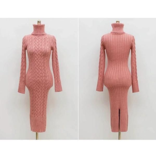 大特価】3色展開 ケーブル編み タートルネック ハイネック