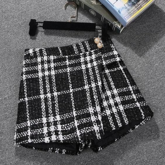 sheller ポイントボタンキュロット　チェック sheller sheller ポイントボタンキュロットチェック