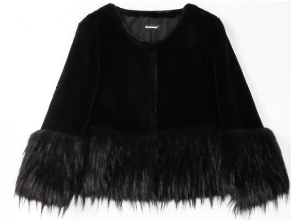 新品☆BEATRICE 裾ファーショートコートアウターブラックファー